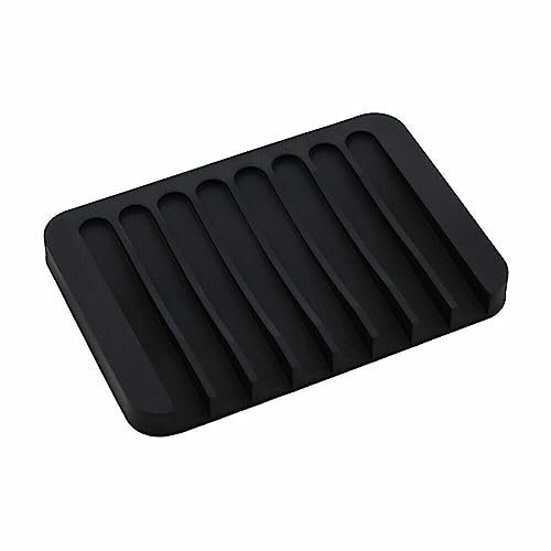 iSeventy9 Soap Dish Silicone Self Drain Non-Slip Flexible Soap Storage Soap Drainer for Bathroom Kitchen Toilet - Black