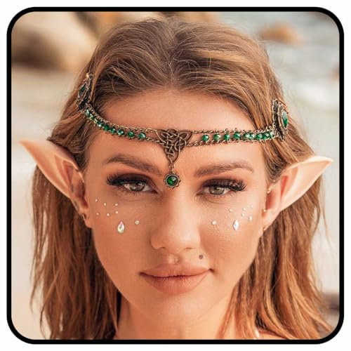 Zoestar Vintage Kopfketten Retro Gold Kristall Haarkette Stirn Quaste Kopfschmuck Strass Halloween Kostüm Haarschmuck für Frauen und Mädchen, Einheitsgröße, Metall