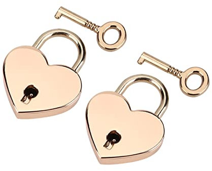 Dekaim Mini Cadenas de Coeur, Cadenas d'amour en Or Rose, Cadenas en métal en Forme de Coeur 2 pièces, Cadenas en Or avec clé, pour Bagages, journaux, Livres