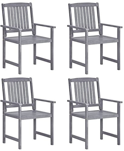 BaraSh Gartenstühle Stapelstuhl Garten 4 STK. Massivholz Akazie Grau GartenstüHle 4er Set