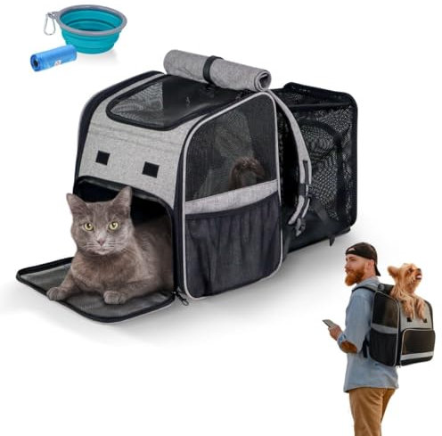 Mobiclinic® Pets, Haustier Rucksack, Tula, Faltbar, Belüftung, Inklusive Futter und Beutel, Mehrfacher zugang, Verstellbar, 37x29x37, 5 cm, Europäische Marke, Tragetasche für Katzen Hunde