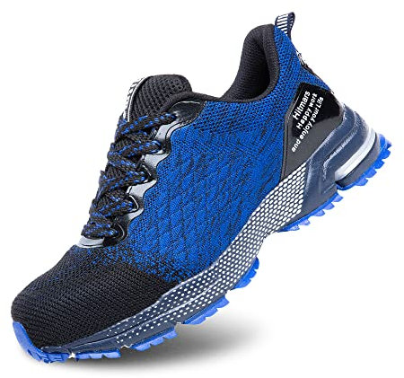 Hitmars Zapatos de Seguridad para Hombre Mujer con Punta de Acero Ligeros Zapatillas de Trabajo Calzado de Seguridad Deportivas Zapatillas de Seguridad Transpirables B Azul EU43