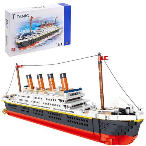 Technic Titanic Set di Blocchi di Costruzione, 1288 Pezzi Micro Nave da Crociera Titanic Barca Kit di Costruzione di Modello Non Compatibile con Lego Creator Expert 10294