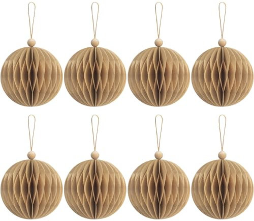 8cm Papier Rustic Wood Weihnachtskugeln Papierkugeln christbaumkugeln Party Deko Geburtstag Kinder fur Weihnachtsbaumschmuck,Christbaumschmuck Osterdeko Babyparty