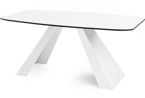 WFL GROUP Esstisch Monte Weiß im Modern Stil, Rechteckiger Tisch - Ausziehbar von 160 cm bis 200 cm, Pulverbeschichtete Weiße Metallbeine - 160 x 80 cm - Weiß