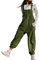 BRONG Donna Salopette Gamba Larga Tuta Regolabile Cinghie Regolabili Pantaloni Tasca con Zip Salopette Vestibilità Ampia a Sacchetto Lunga Tuta Verde XXL