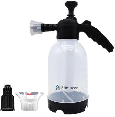 Almineez 2L Snow Foam Pump up Sprayer Snow Foam Cannon Gun, Heavy Duty Pressurised Soap Sprayer with Two Nozzles Car Thick Foam, Hand Foam Sprayer Pump Action Spray Bottle for Car Cleaning & Valeting