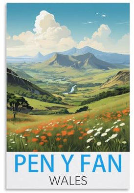 HSAYYIII Pen Y Fan Wales Vintage Travel Posters 08x12inch(20x30cm) Canvas Art Poster And Wall Art Picture Print Bedroom Decor
