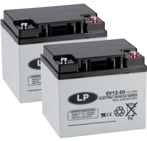 2X AGM 12V 50Ah Blei-Akku - zyklenfest kompatibel WP50-12NE MP50-12C 12LCP-50 REC50-12I u.a. Rollstuhl Seniorenmobil
