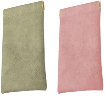 PYAIOVR 2 Pezzi PU Pelle Morbida Astuccio Occhiali Custodia Custodia Occhiali da Sole per occhiali da viaggio portatile Porta Occhiali da Borsa per Donna Uomo Rosa verde