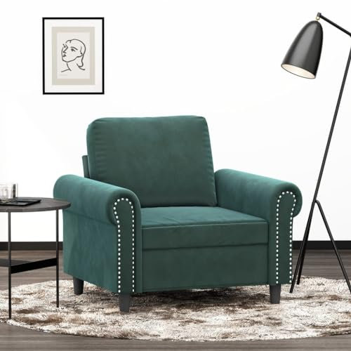 Willood Sessel, Sofa Relaxsessel mit gepolstertem Sitz Armlehnen, Fernsehsessel Loungesessel Metallgestell, Polstersessel Ruhesessel Design Sofa Stuhl Dunkelgrün 60 cm Samt