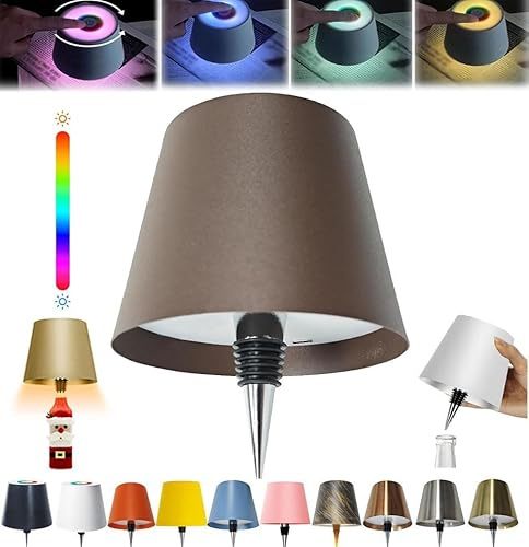 oddmmo Wireless Bottle Lamp, 2024 New Wireless Wine Bottle Light with Colorful Dimming, Rechargeable Touch Control Wine Bottle Lights, New LED Desk Lamp for Bedroom, Restaurant & Bar