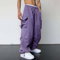 Autentici pantaloni della tuta da uomo a gamba larga, stile vintage Y2k, hip hop, streetwear, pantaloni cargo da paracadute (XL viola)