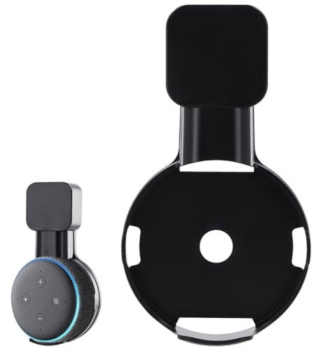 Supporto per Montaggio a Parete a Muro per Dot (3ª Generazione), Supporto di Altoparlante per Echo Dot 3, Supporto di Presa per Bagno, Cucina, Gestione dei Cavi Integrata, Camera da Letto (Nero)