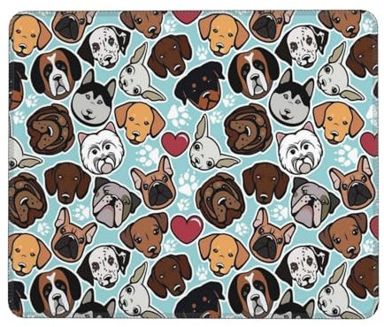 Tapis de souris motif chien mignon avec bords cousus, base en caoutchouc antidérapant, friction de surface modérée, tapis de souris antidérapant pour ordinateurs, ordinateurs portables, bureau et