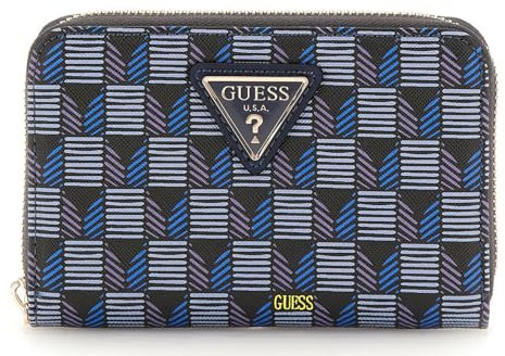 GUESS Damen G Wave SLG Medium Zip Around Handtasche blaues Logo, Blaues Logo, One Size, G Wave SLG Medium Zip Around
