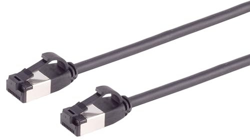 Cable de red LAN Cat 8.1 de 3 metros (1 pieza), cable Ethernet Cat 8 con conector RJ45 delgado y fino con velocidad de transferencia de 40 Gbps, color negro, 3,0 metros