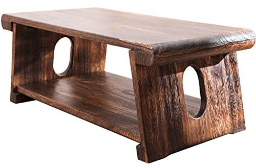 Faltbarer Couchtisch mit Ablage, japanischer Vintage-Tisch für Wohnzimmer und Schlafzimmer, Zen-Teetisch für Erkerfenster (Natur, 68 x 35 x 28 cm)