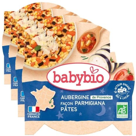 Babybio Assiette Aubergines de Provence Façon Parmigiana/Macaroni 15+ Mois 260 g