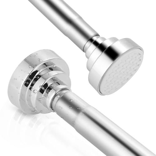 Cexovo Bastoni Per Tende a Pressione,75-255 Cm Acciaio Inox Estensibile Bastone Tenda Asta telescopica Argento per Tenda da Doccia in Acciaio Inox Regolabile Antiscivolo Versatile Senza Forare