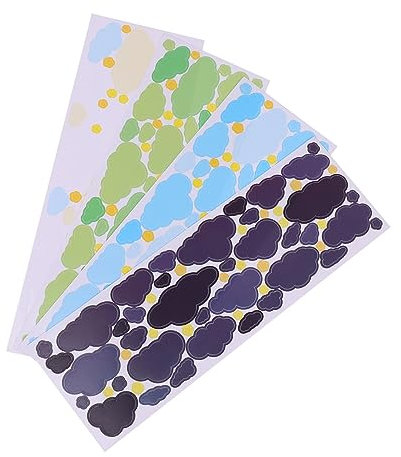 BELLIFFY Cloud Selbstgemacht Aufkleber 4 Stück Selbstklebend Scrapbook Sticker in Schwarz Weiß Blau Grün Für Tagebücher Fotoalben Büro Dekoration