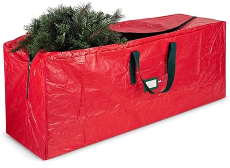Treer Christmas Tree Storage Bag 4ft-9ft Waterproof Christmas Tree Bag with Reinforced Handles & Dual Zipper Protects from Dust, Moisture & Insect (122x34x51cm, Red)