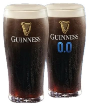 Celebration Spirits Lot de 2 verres à bière Guinness | 1 verre à bière officiel Guinness + 1 verre à bière officiel Guinness 0.0