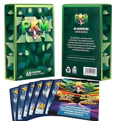 60 Card TCG Gift Set Bundle – Includes Shiny Cards & Deck Box - Compatible with Pokemon Trading Card Game