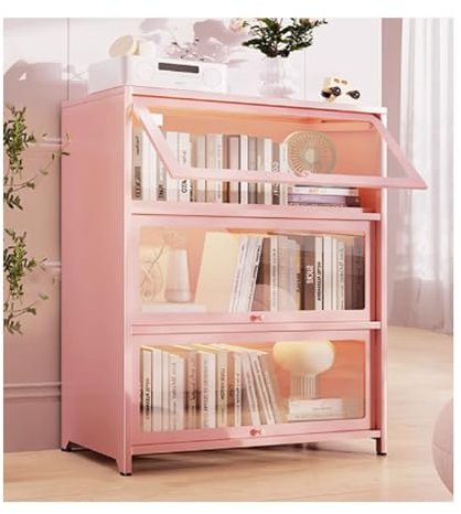 YPIOUREN Glasvitrine Glasvitrine stehend Wohnzimmer vitrine Glasvitrine Display-Aufbewahrungsschrank Malerprodukte Aufbewahrungsregal mit großer Kapazität und Klappendesign(Pink,106*70cm/41.7*27.5in)