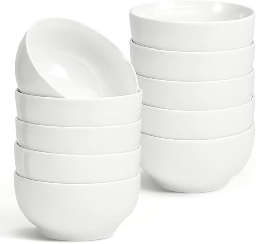 EXTRAPINS 10 Stück Müslischalen Set, 350ml, Weiß | Keramik Schüssel, Kleine Müslischal, Suppenschalen, 12.3 x 6.2 Cm, for Snacks, Müsli, Suppen, Desserts, Salat and Reis