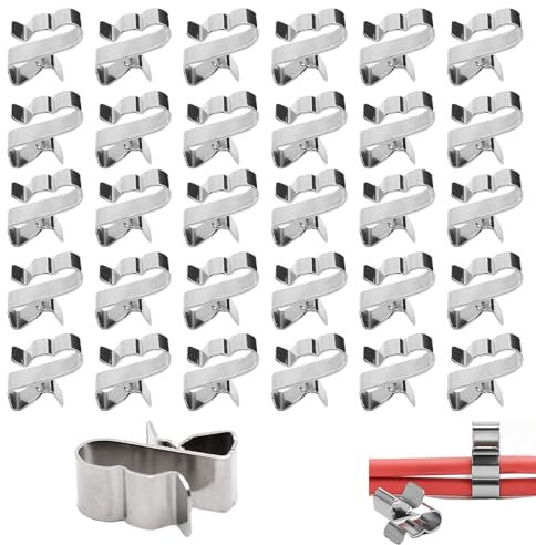 THXFUNAREA 30 Pcs Clips de Fixation Cable Electrique, En acier Inoxydable, Support Clips Cable Management, Système de Gestion de Câbles pour Solaire Photovoltaïque Clips de Câble