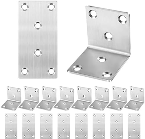 16 PCS Stainless Steel Corner Brackets, Fence Post Brackets for Pergola and Railway Sleepers