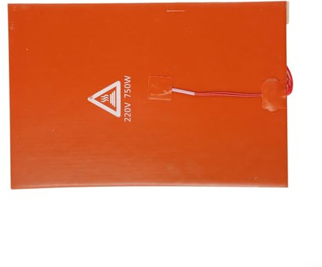 Silikon-Gummi-Heizkissen, 220 V, 750 W, Hochtemperatur-Heizkissen, beheizte Bettplatte, Wärmezubehör, wasserdichte Gummi-Heizmatte, 20 x 30 cm, für 3D-Drucker-Heizbett, Orange