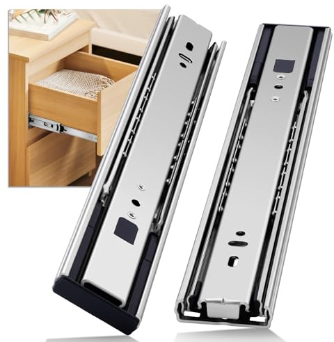 Soft Close Schubladenschienen Vollauszug 1 Paar (2 Stück) 45kg Traglast Drawer Slides Kugellager Teleskopschiene Geräuschlos Einfache Montage für Küchenschränke Holzschubladen Werkstätten Büros Möbel