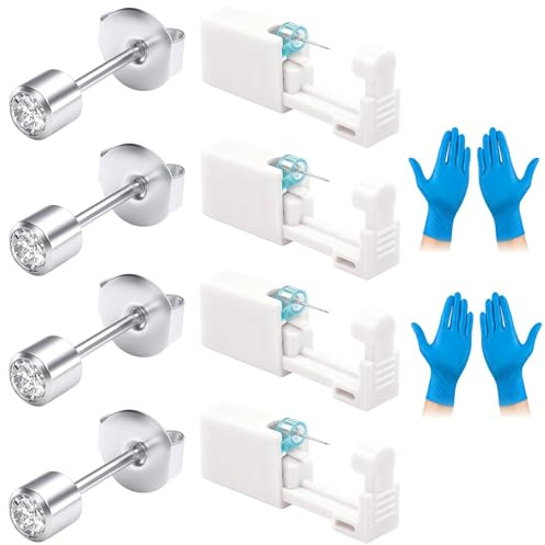 JazRvr Helix Piercing Pistole Kit, Ohrloch Stecher Set, Chirurgenstahl Kugel Spike Labret, Monroe Lippenpiercing Tragus Helix, Ohrringe Selber Stechen, Piercing Pistole und Needle