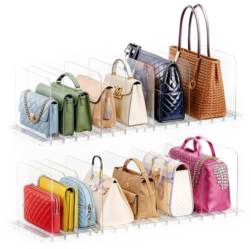 PAVSTINE Handtaschen Trenner Aufbewahrung Stapelbar Abnehmbar, 2 Stück | 16 KammerTrennwand Für Kleiderschrank, Schrank Organizer, Handtaschen Aufbewahrung Für Badezimmer