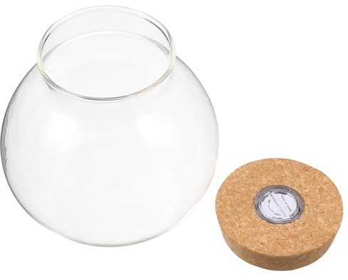 FOMIYES Ökologische Landschaftsflasche aus Hohem Borosilikatglas mit LED Beleuchtung und Holzdeckel für Selbstgemacht Mikrolandschaft und Raumdekoration