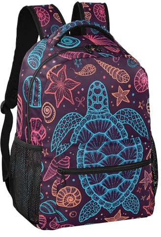 ALAZA Kinderrucksack, Schultasche, Astronauten-Faultier, große Kapazität, Schüler, Büchertasche, Rucksack, Rucksack für Jungen und Mädchen, Turtle Th0074, M, Turtle TH0074