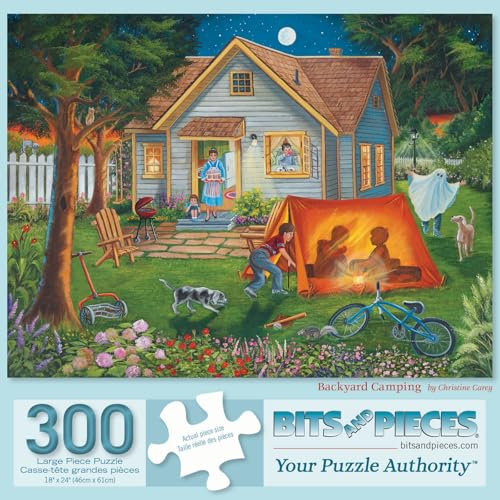 Bits and Pieces 300 Große Teile Puzzle für Erwachsene Hinterhof Camping Familie Fun House Puzzle by Artist Christine Carey 300 Pc Jigsaw