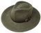 B&S Premium Lewis - Fedora Hut mit breiter Krempe - 100% Wollfilz - wasserfest - Lederband - 58cm dunkelgrün
