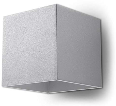 SOLLUX lighting Quad 1 Wandleuchte Innen mit rechteckigem Schirm – Wandlampe für Wohnzimmer und Esszimmer – Flurlampe aus Aluminium in Grau, 10 x 12 x 10 cm