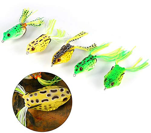 Topwater Köder Frosch,Hecht Köder Frosch,Fischköder Plastik Köder Künstlicher Köder,Köder des Bionischen Nebels 5Pcs / Box,Die Kurbel-Köder-Haken-Gerät-Köder Für Fischen