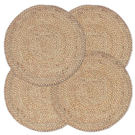 CHARDIN HOME Runde Tischsets aus gewebter Jute, geflochten, 4 Stück, 38,1 cm, runde Bauernhaus-Tischsets, natürliche Jute für