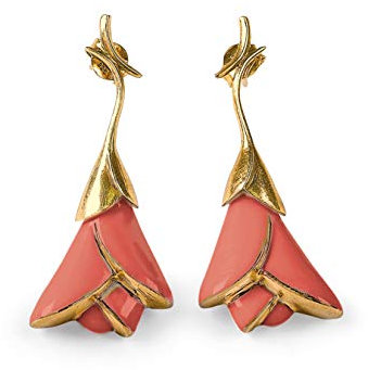 LLADRÓ Ohrringe Heliconia. Coral. Ohrringe. Porzellan.