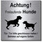 Achtung-Freilaufende-Hunde-Schild 100 x 100 x 3 mm-Aluminium Edelstahloptik silber mattgebürstet Hinweisschild-1910-66