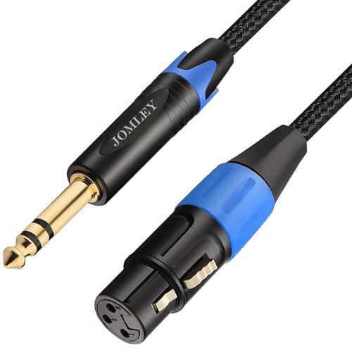JOMLEY Female XLR to 1/4'' TRS Cable, 6.35mm TRS to XLR Female Microphone Cable, Nylon Braid 3-Pin XLR Female to 6.35mm Stereo Jack Balanced Interconnect Microphone Cable - 1m