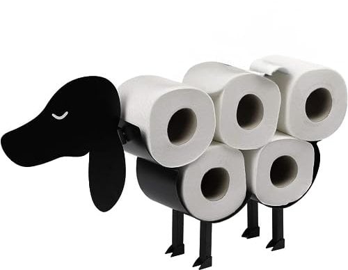 Novelty Toilet Roll Holder Dog | Free Standing Toilet Paper Stand | Metal Toilet Accessory | Fun Bathroom Accessories | Wall Mounted | Pukkr