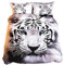 EWYTWD Bettbezug 3 Teilig 3D Weißer Tiger Bettwäsche Set mit Reißverschluss 135x200cm Super Weich Mikrofaser Flauschige Bettbezüge und 2 80x80cm Kissenbezug