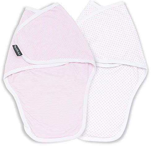 Bellochi Swaddle Me Pucksack Baby 0-3 Monate - 2er Set Pucktuch Baby 0-3 Monate - Weiche und Zarte 100% Zertifiziert Baumwolle - Rosa