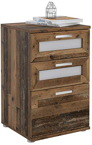 CARO-Möbel Nachttisch für Boxspringbetten Nachtschrank Nachtkommode MARIKE in Old Style, mit 3 Schubladen